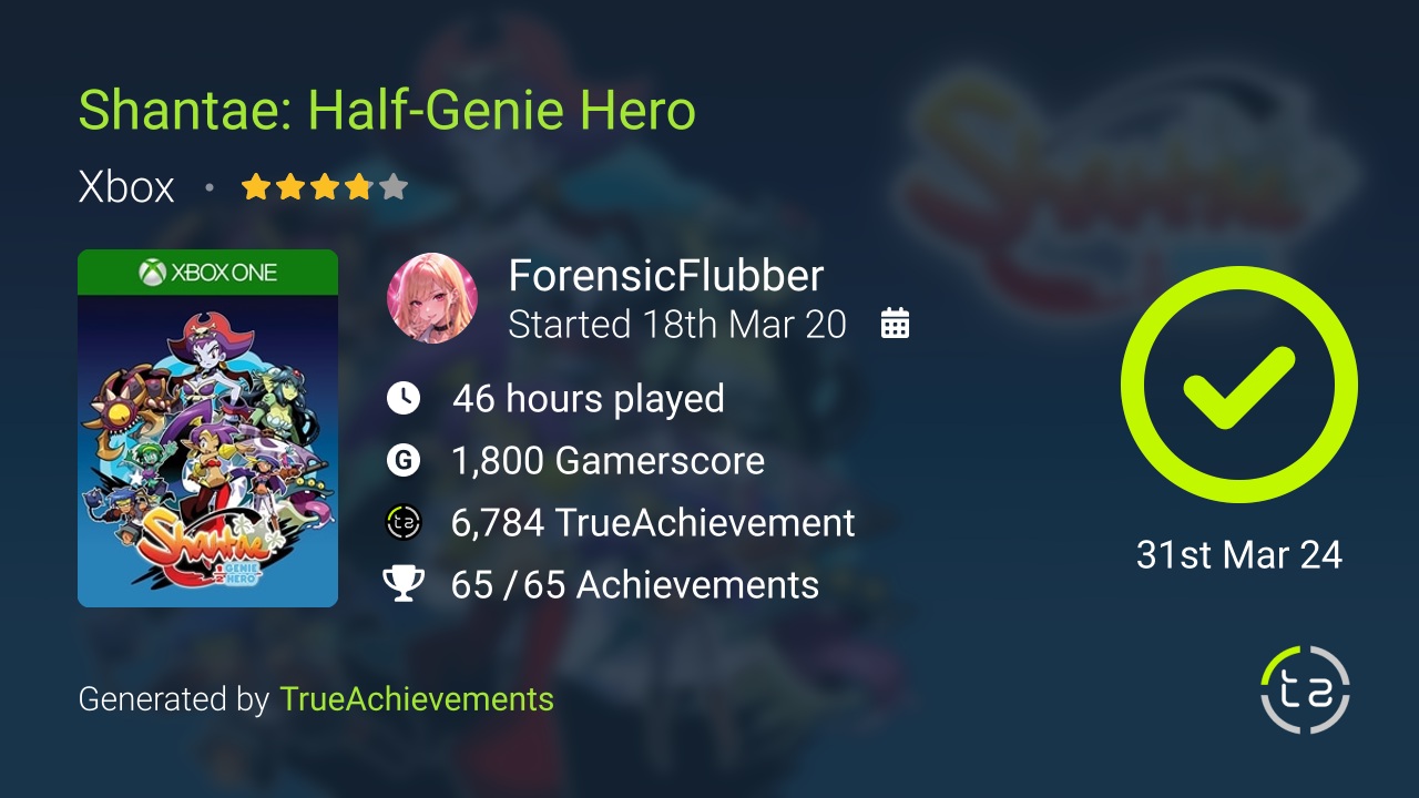 Shantae Half-Genie Hero achievement summary